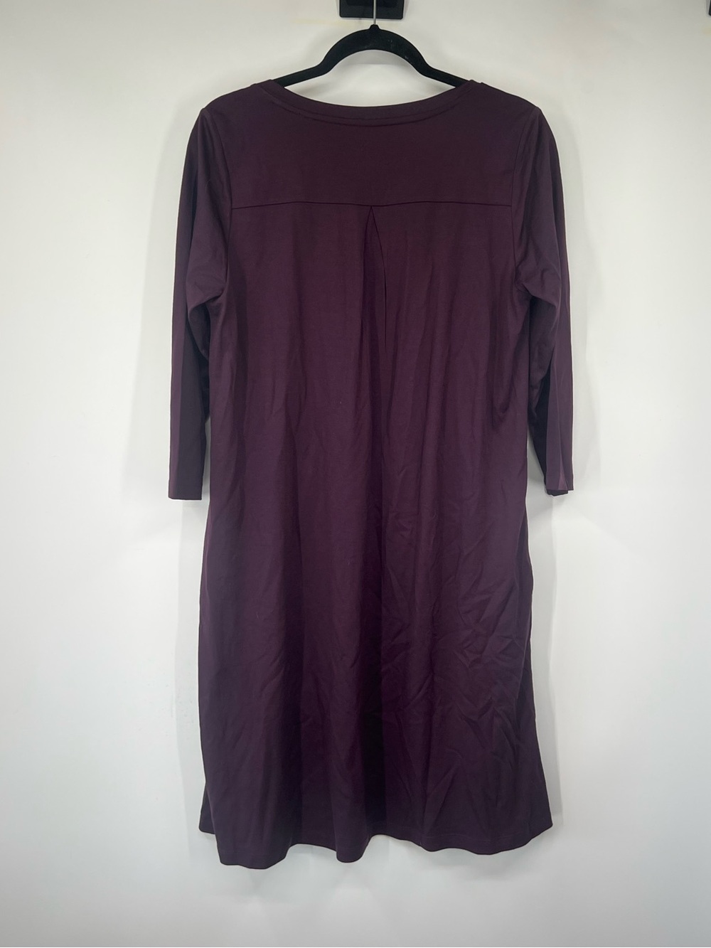 Wool& Willow Swing Dress Purple 3/4 Sleeves Merino Wool Blend LONG - Picture 5 of 5